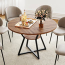 47" Round Dining Table for 4 with Storage Shelf-Brown
