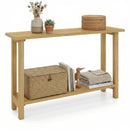 47 Inch Solid Wood Console Table with Teak Wood Frame and Storage Shelf by LJGDeals
