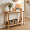 47 Inch Solid Wood Console Table with Teak Wood Frame and Storage Shelf by LJGDeals