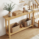 47 Inch Solid Wood Console Table with Teak Wood Frame and Storage Shelf by LJGDeals