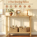 47 Inch Solid Wood Console Table with Teak Wood Frame and Storage Shelf by LJGDeals