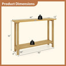47 Inch Solid Wood Console Table with Teak Wood Frame and Storage Shelf by LJGDeals