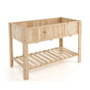 47 Inch Wooden Raised Garden Bed with Bottom Shelf and Bed Liner by DirectDeals