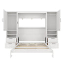 Queen Size Murphy Bed Wall Bed with Closet, Drawers and Shelves, White by HouseOfZazla
