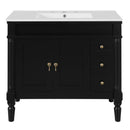 Bathroom Vanity With Ceramic Sink, 2 Doors 3 Drawers, Soft Close Design