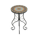 Round Ceramic Outdoor Side Table, Colorful + Black by HouseOfZazla