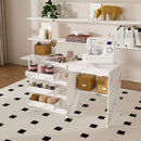 4 In 1 Folding Sewing Table With Lockable Wheels, Multi Functional Craft Station - White by HouseOfZazla