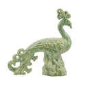 13.2x3.7x14" Ceramic Peacock Sculpture