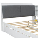 Platform Bed With Trundle, Shelves, And Storage Headboard