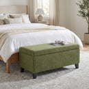 Storage Ottoman with Flip-Top Lid, Easy Assembly, Boucle Fabric & Rubber Wood Legs by HouseOfZazla