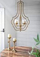 4 Light Metal Chandelier, Hanging Light Fixture With Adjustable Chain For Kitchen, Bulb Not Included - Gold by HouseOfZazla
