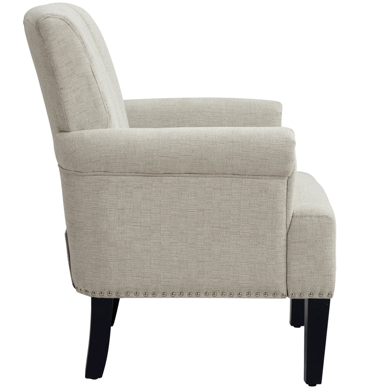 Accent Rivet Tufted Polyester Armchair, Cream