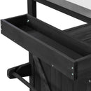 K&K Outdoor Kitchen Island with Rolling Bar Cart and Storage Cabinet