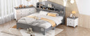 3-Pieces Bedroom Sets Full Size House Bed with Storage Headboard, Wooden Nightstand and Storage Dresser,Gray