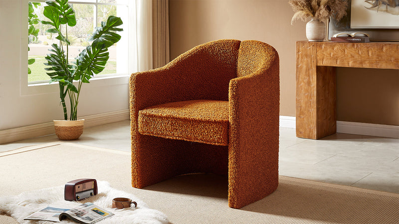 Walker Edison | Boucle Curved Design Accent Chair