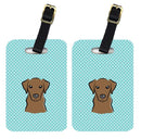 Checkerboard Blue Chocolate Labrador Luggage Tag