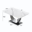 63" Modern Artificial Stone Crescent-Shaped Metal Legs, Can Accommodate 6-8 People - White / Black by HouseOfZazla