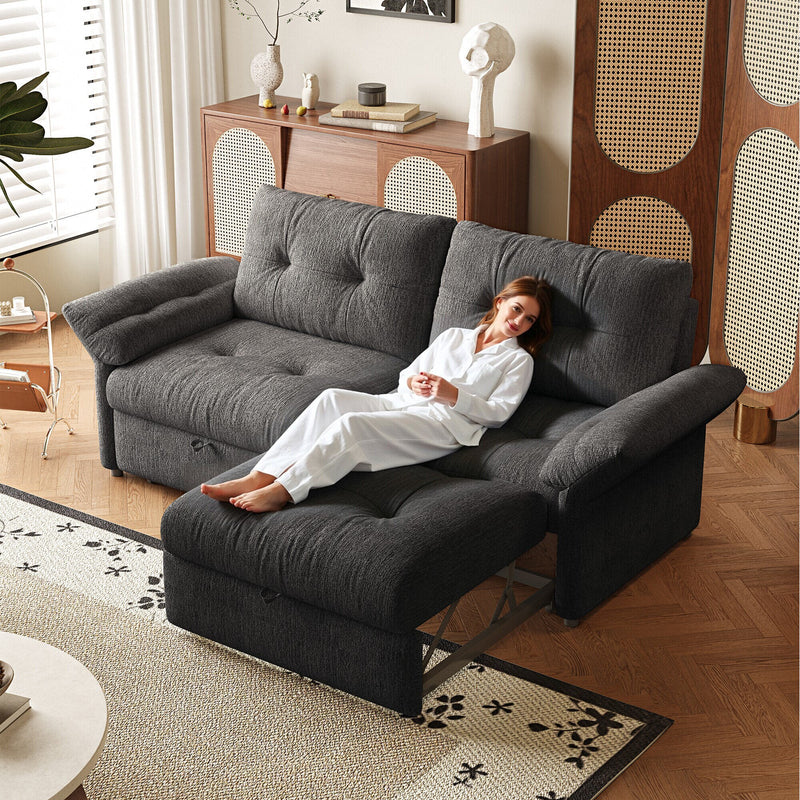 Multi-Functional Sofa Bed - 81.5 Inch Plush Chenille Sofa, photo 3 of 10