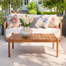 Outdoor Acacia Wood Coffee Table, Teak Finish