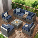 Cushion Covers for 7-Piece (6-Seaters) Wicker Rattan Sectional Sofa - Navy Blue by HouseOfZazla