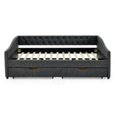Upholstered Tufted Daybed With 2 Drawers, Waved Arms by HouseOfZazla