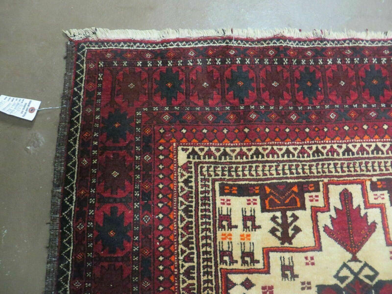 4' X 7' Vintage Handmade Pakistan Turkoman Bokhara Balouch Woven Wool Rug Nice