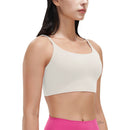 Women Strap Sport Bras Padded StrappyÊCrop Square Neck Low Impact Bras SexyÊFitnessÊTank Tops with Removable Pads Flat Straps for Gym Yoga Workout Run