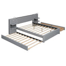 Upholstered Platform Bed With Reading Lights, Drawers, Trundle And Shelves by HouseOfZazla