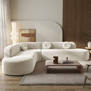 Extra Large Sectional Sofa Soft Fabric Upholstery, Elegant Curved Design With 3 Round Cushions, High-Resilience Foam by HouseOfZazla