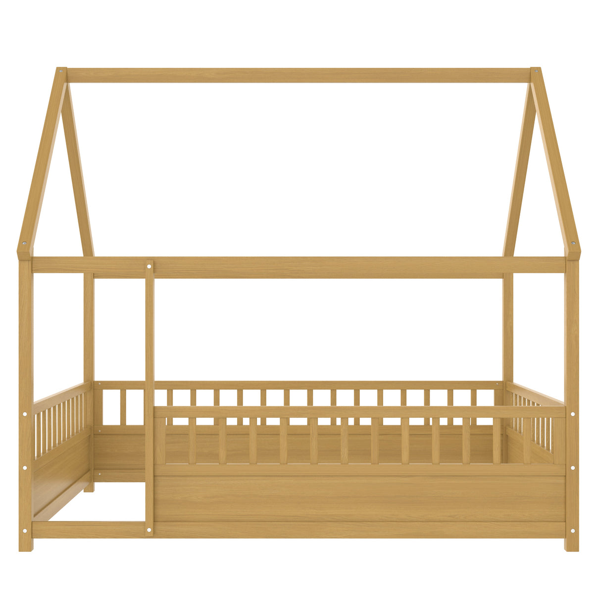 Full Size Wooden Bed with House Roof Frame, photo 7 of 10