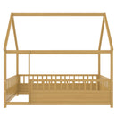 Full Size Wooden Bed with House Roof Frame