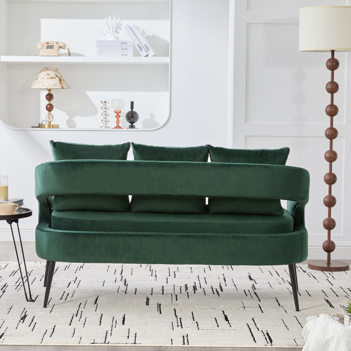 Open Back Loveseat Settee With 3 Pillows, photo 7 of 13