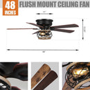 48" Antwerp Farmhouse Flush Mount Reversible Ceiling Fan with Lighting and Remote Control
