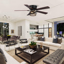 48" Antwerp Farmhouse Flush Mount Reversible Ceiling Fan with Lighting and Remote Control