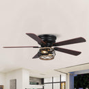 48" Antwerp Farmhouse Flush Mount Reversible Ceiling Fan with Lighting and Remote Control