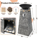 48-Inch Large Outdoor Propane Fire Bowl Column With Cover & Lava Rocks (SAK70938)