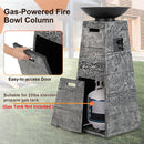 48" Large Outdoor Propane Fire Bowl Column With Cover & Lava Rocks (96173485)