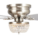 48" Modern Flush Mount Reversible Crytsal Ceiling Fan with Lighting and Remote Control