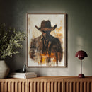 Lone Cowboy in Shadow and Flame