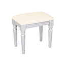 Luxury Vanity Desk With Round Mirror Height Adjustable Dressing Table Set Engineered Wood - Silver by HouseOfZazla