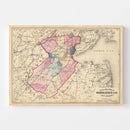 Vintage Map of Middlesex County, New Jersey 1872