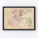 Vintage Map of Middlesex County, New Jersey 1872