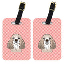 Checkerboard Pink Cocker Spaniel Luggage Tag