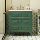 Retro Bathroom Vanity With Sink Combo, Free Standing Single Set With 3 Drawers by Unique Piece Furniture