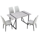 5-piece Dining Table Chairs Set, Rectangular Dining Room Table Set for 4, Modern Dining Table and faux leather Chairs for Kitchen Dining Room, Small Space, GRAY