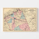 Vintage Map of Burlington County, New Jersey 1872