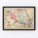 Vintage Map of Burlington County, New Jersey 1872