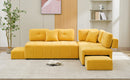 91.73" L-shaped Sofa Sectional Sofa Couch with 2 Stools and 2 Lumbar Pillows for Living Room, Yellow
