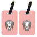 Checkerboard Pink Saluki Luggage Tag