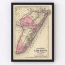 Vintage Map of Cape May County, New Jersey 1872